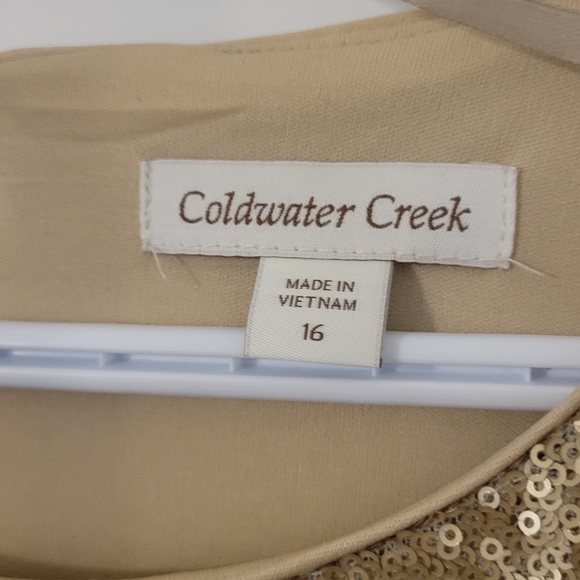 Coldwater Creek Gold Sequin Shift Dress - Picture 3 of 4